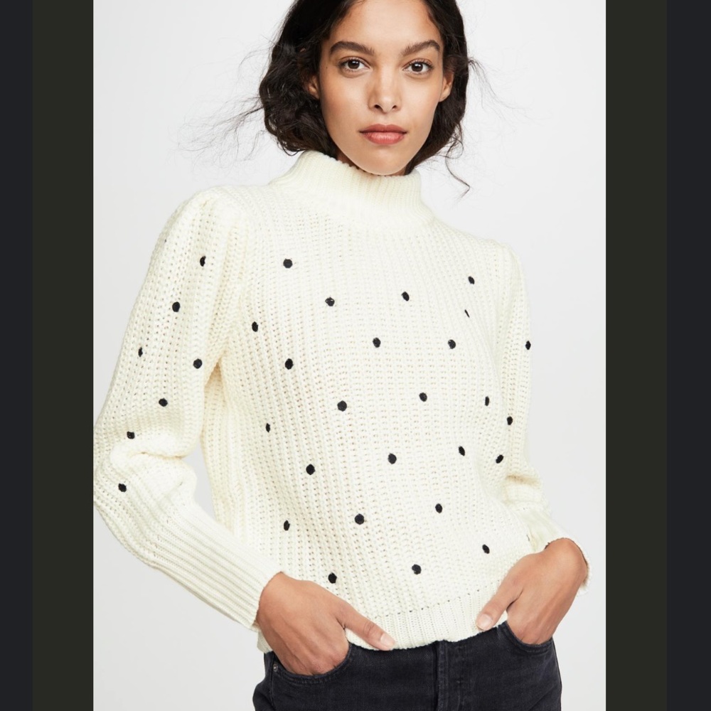 English Factory Smocked Polka Dot Embroidered Sweater